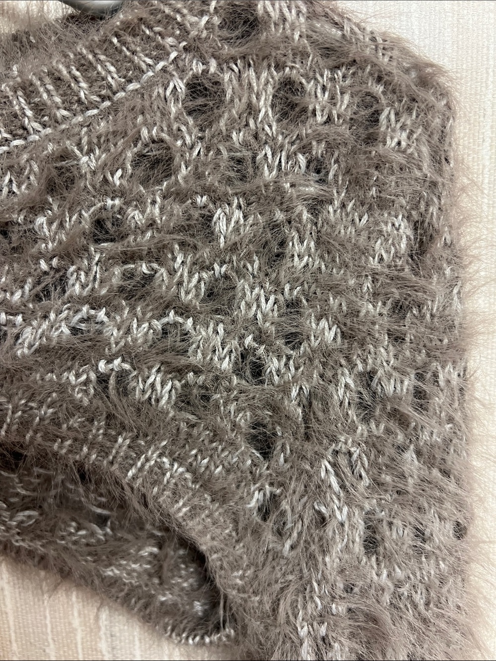 S NWOT Urban Outfitters grey Taupe Fuzzy Cropped Bolero Shrug - Picture 3 of 4